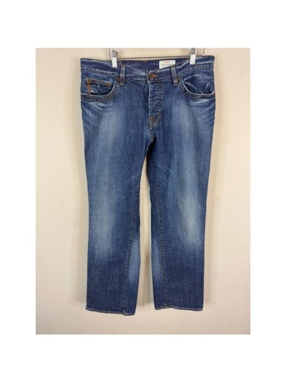 Hugo Boss Regular Fit Blue Denim Jeans Mens 36x32 Medium Wash Straight Leg